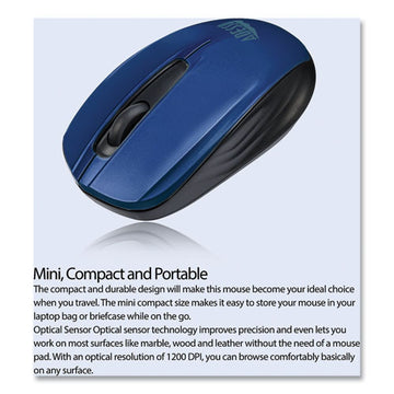 Adesso Imouse S50 Wireless Mini Mouse, 2.4 Ghz Frequency-33 Ft Wireless Range, Left-right Hand Use, Blue freeshipping - TVN Wholesale